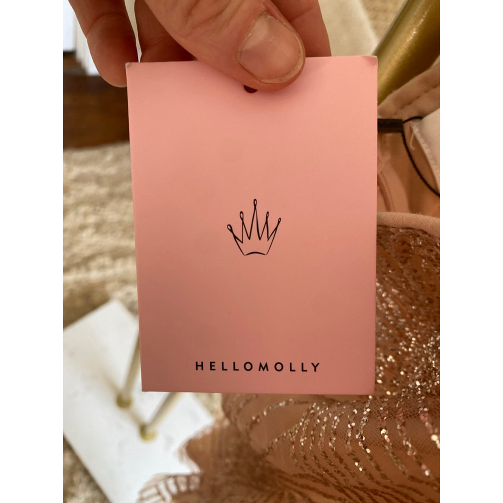 Hello Molly Bronze Sequin Mini Dress Glam Wedding Cocktail Party Luxe Blush Boho - Picture 10 of 11